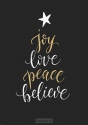 Productafbeelding Interieurbord kerst A4 Joy Love Peace Believe